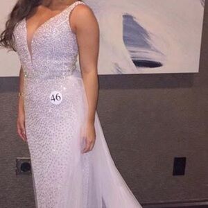Sherri Hill White Rhinestone Beaded Gown